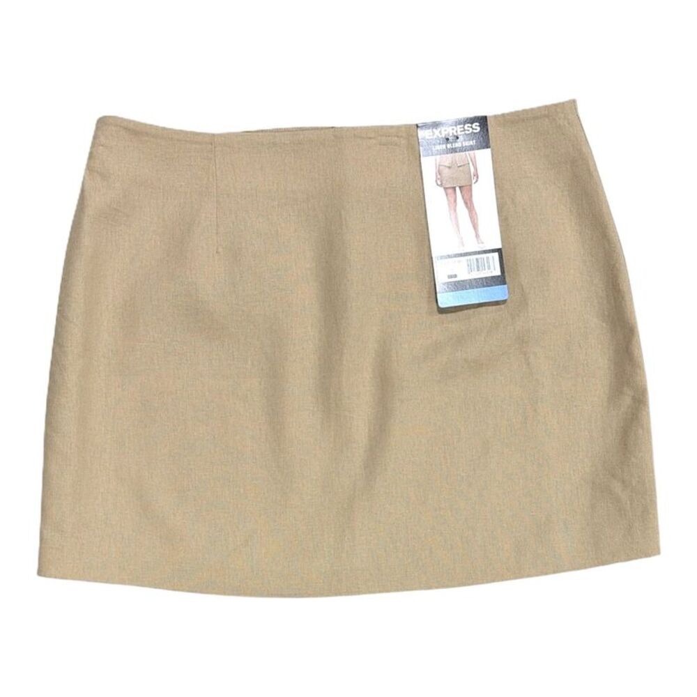 Express Women's High-Rise Lightweight Fitted Linen Blend Mini Skirt - Tan